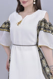 Oriental galabiya with open shoulder, embroidered, white