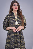 Jalabiya with golden sequins, divided design, black color