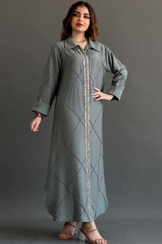 Embroidered linen robe