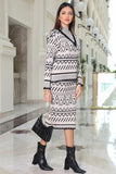 Winter set of skirt and blouse with high collar, grey 