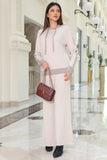 Winter set of pants and blouse with hood, beige 