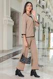 Beige buttoned blouse and pants set 