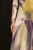 Spring two-piece set, skirt and blouse with colorful prints