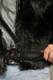 A sophisticated mix jacket made of leather and fur