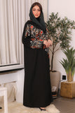 Crepe wrap abaya embroidered with colored threads