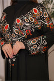 Crepe wrap abaya embroidered with colored threads
