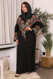 Crepe wrap abaya embroidered with colored threads