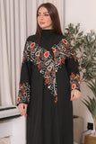 Crepe wrap abaya embroidered with colored threads