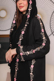 Crepe wrap abaya embroidered with flowers