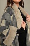 Knitted cardigan in wool with fur accents