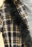 Classic check jacket with feather sleeves