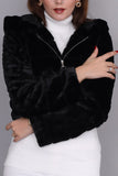 High West hooded fur jacket, black