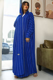 Striped chiffon abaya decorated with cotton