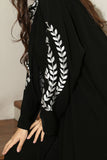 Royal crepe abaya with leaf embroidery