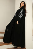 Royal crepe abaya with leaf embroidery