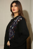 Crepe abaya embroidered with colored threads on the front