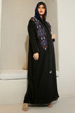 Crepe abaya embroidered with colored threads on the front