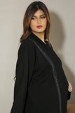 Black abaya decorated with a crystal ribbon