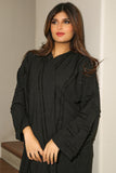 Abaya with a practical design made of striped crepe