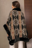 Black wool shawl with cardigan sleeves