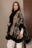 Black wool shawl with cardigan sleeves