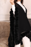 Black wool shawl with black cardigan sleeves 