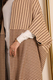 Khaki striped bohemian sweater coat with cardigan sleeves 