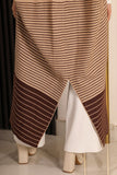 Khaki striped bohemian sweater coat with cardigan sleeves 