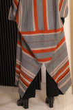 Orange striped bohemian sweater coat with orange cardigan sleeves 