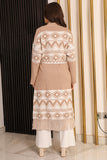 Beige long-sleeved bohemian sweater coat 