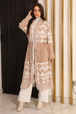 Beige long-sleeved bohemian sweater coat 