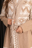 Beige long-sleeved bohemian sweater coat 