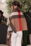 Checkered sweater jacket in khaki colour 