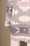 Gray long-sleeved printed sweater coat 