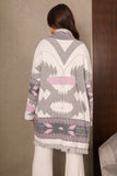 Gray long-sleeved printed sweater coat 