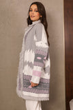 Gray long-sleeved printed sweater coat 