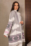 Gray long-sleeved printed sweater coat 