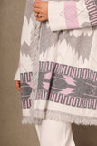 Gray long-sleeved printed sweater coat 