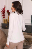 Winter blouse with high collar and long sleeves, white 