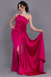 Evening dress with split design, fuchsia color