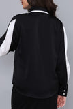 Black satin look shirt with contrasting sleeves