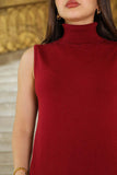 Winter blouse with high collar, maroon color 