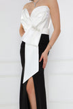 Evening dress with split design, white