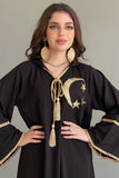 Jalabiya with embroidered caps in a Ramadan style, black color