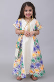 Girls' Shantoun robe, embroidered with colorful geometric patterns, white 