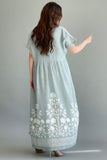 Linen robe embroidered with Tiffany color