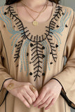 Jalabiya embroidered with sugar cut, beige color