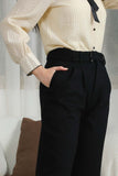 Straight leg trousers with high waist, black 