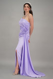 Evening dress with split design, lavender color