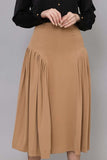 Midi skirt with pleated sides, dark beige colour 